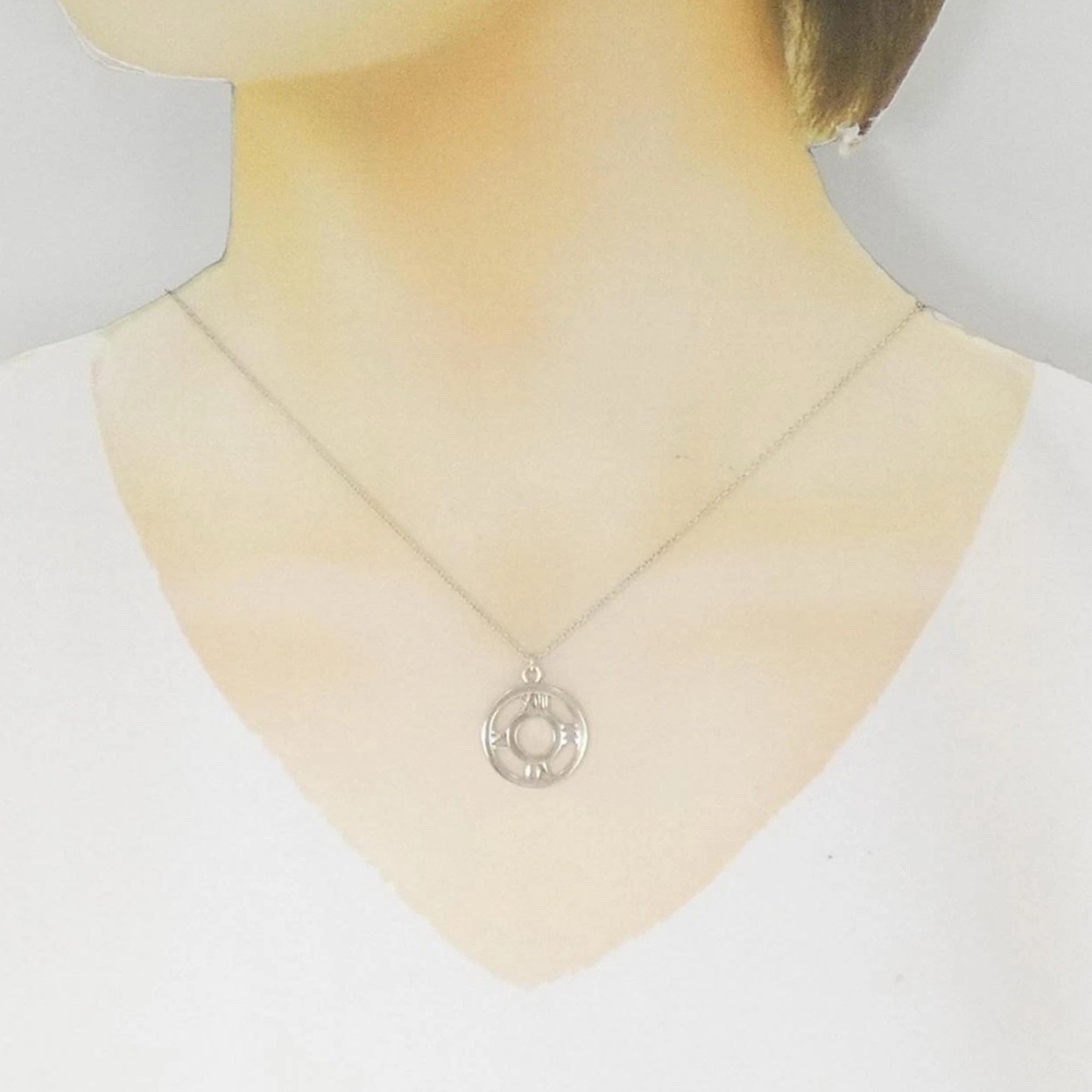 [Tiffany & Co.] Atlas Opan Medallion Clock Roman Numeral Chain Necklace Silver - Picture 6 of 16
